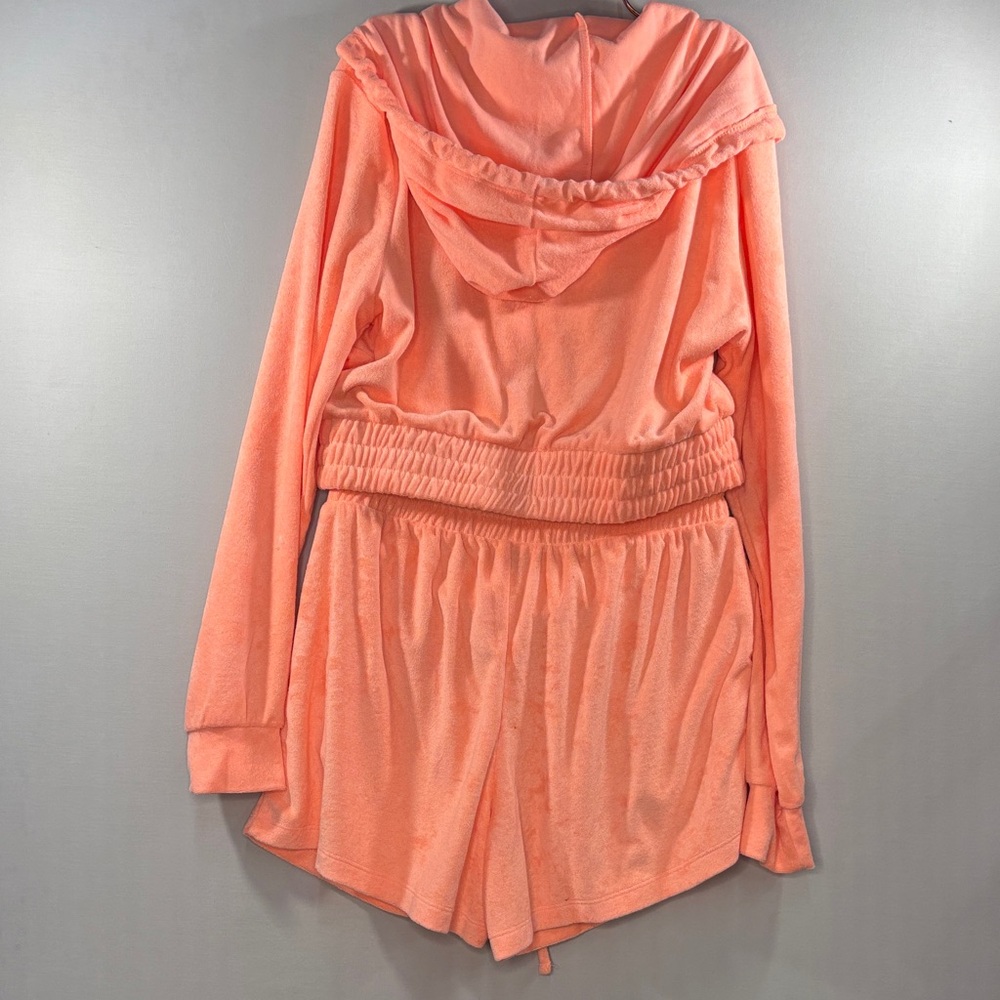 Peach Terry Cloth Hoodie & Shorts Set - Picture 4 of 4